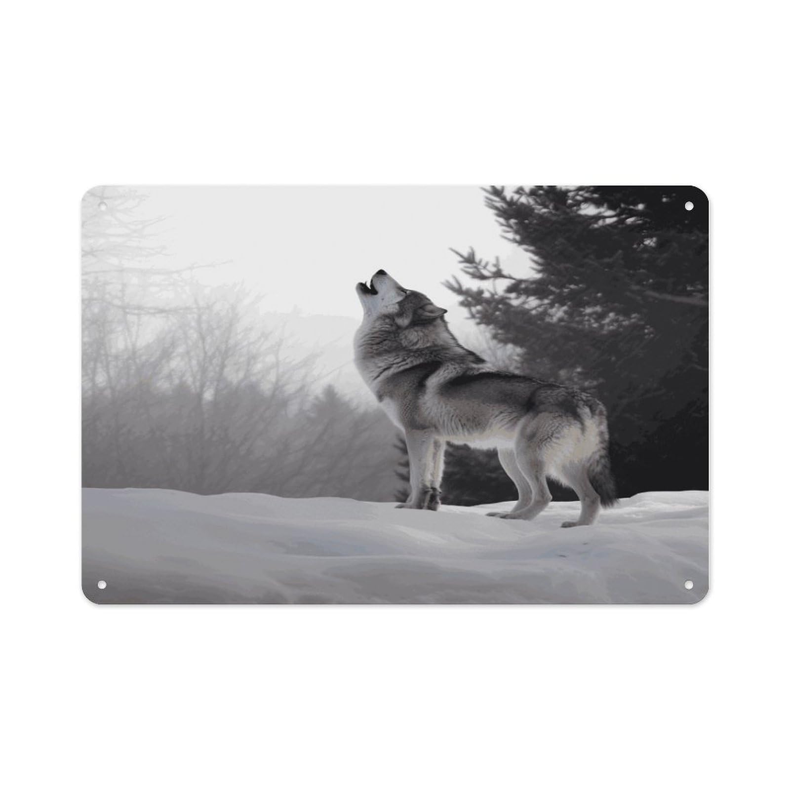 Btcowzrv Style Howling Wolf Metal Sign 7.9 X 11.8 Inch, Aluminum Sign Wall Art Decor Easy To Install, Decorative Plaque For Home Bar Kitchen Pub Shop Garage