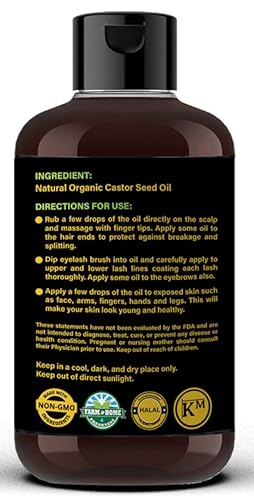Miniatura 2 de Aceite de ricino negro jamaicano (10.15 onzas líquidas), 100% puro para el crecimiento del cabello, pestañas y cejas, suero de prevención de pérdida