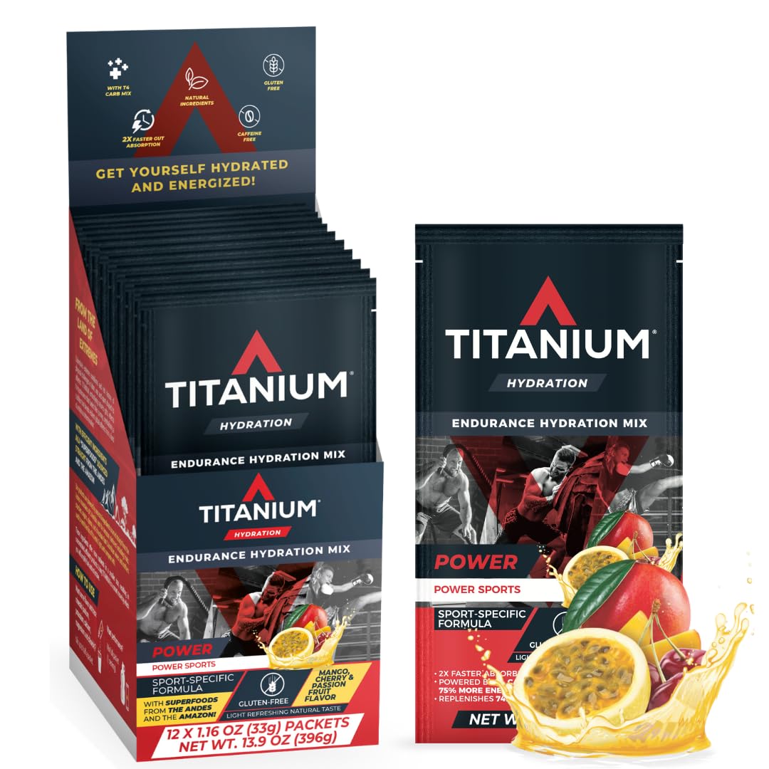 TITANIUM POWER Hydration Drink Mix Packets (12 count) - Carbohydrate Powder & Electrolyte Mix - Sports Drink Powder for Crossfit, Gym Essentials - Endurance Drink - Gluten Free
