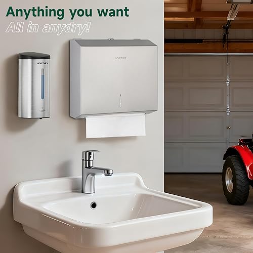 Miniatura 6 de Dispensador automático de jabón profesional de 25.4 fl oz para montar en la pared con revestimiento anticorrosión (acero inoxidable cepillado)