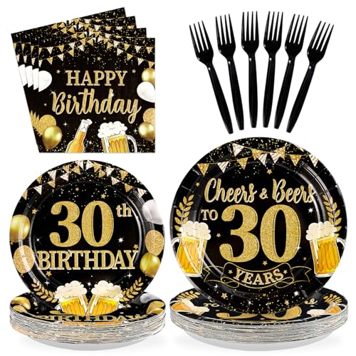 96Pcs Cheers Beer 30th Birthday Party Decorations for Men Serves 24