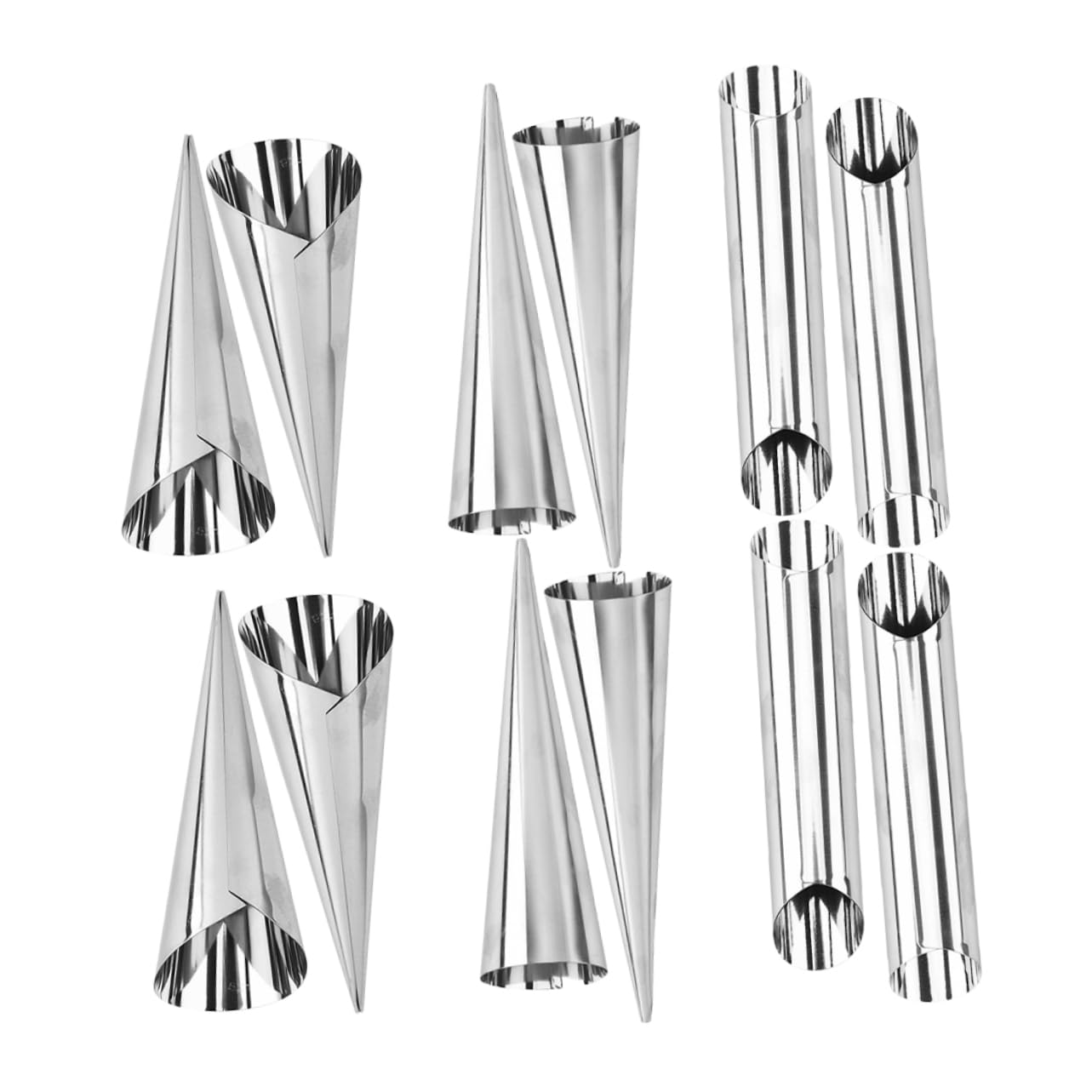 AUTSUPPL 12pcs Cream Horn Moulds Croissant Baking Forms Reusable Cone Shapes for Desserts Appetizers for Savory Treats