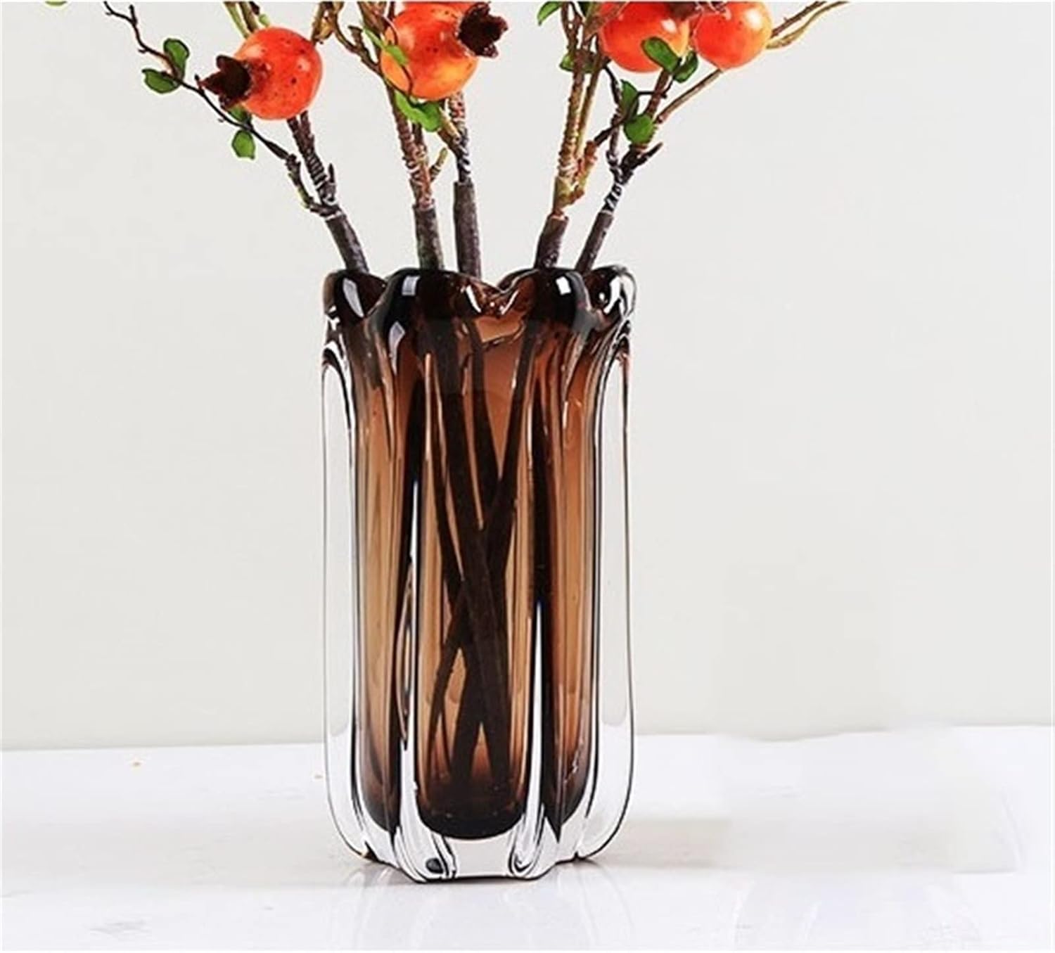 Vase Modern Glass Vase Vertiplant Living Room Wedding Table Luxury Decoraction Vase Minimalist Design Vasi Per Fiori Home Decor Item Suitable for dining and living room home decoratio(Small)