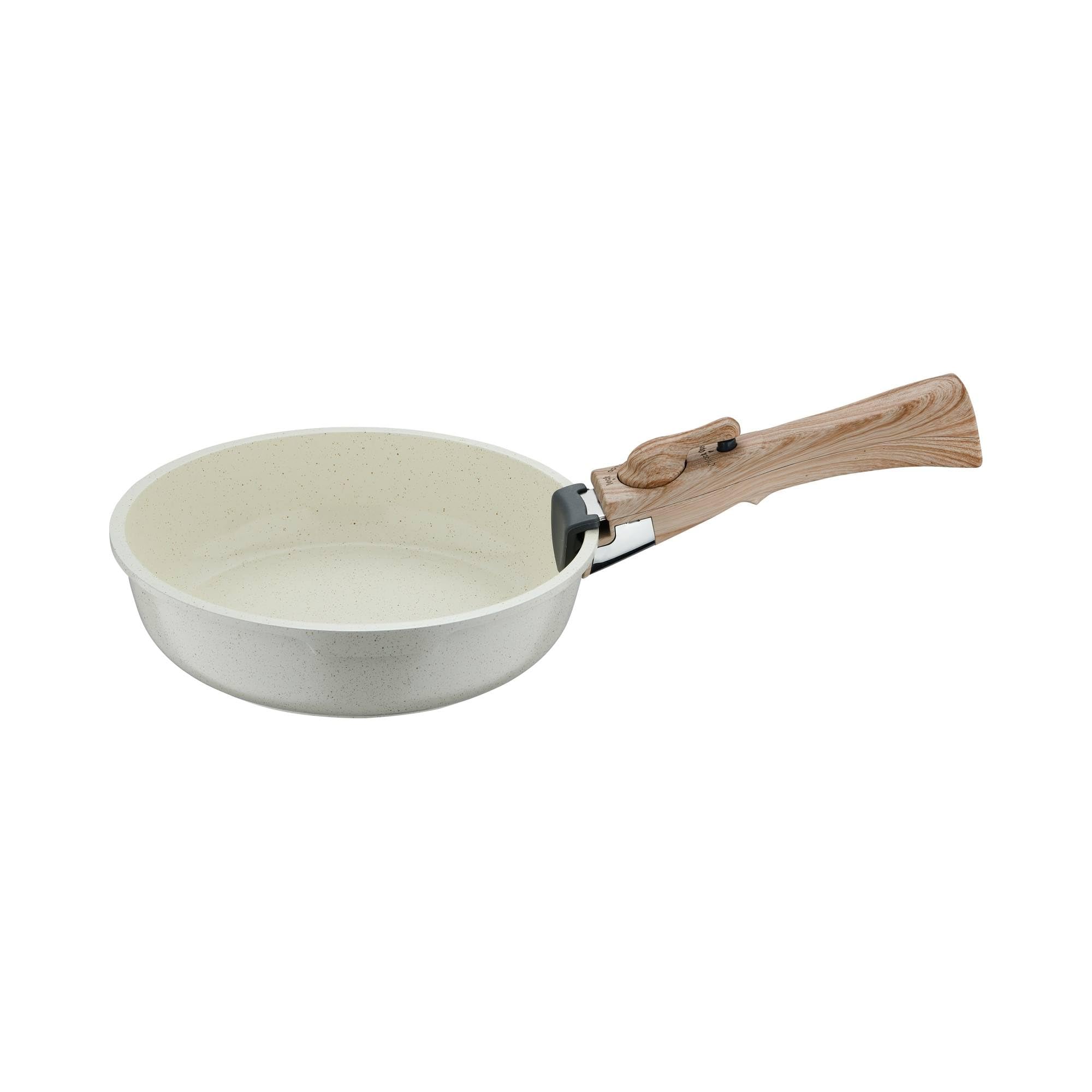 Bergner Click&Cook Juego de 2 Sartenes Ø22Ø26cm Aluminio fundido Blanco + Mango desmontable