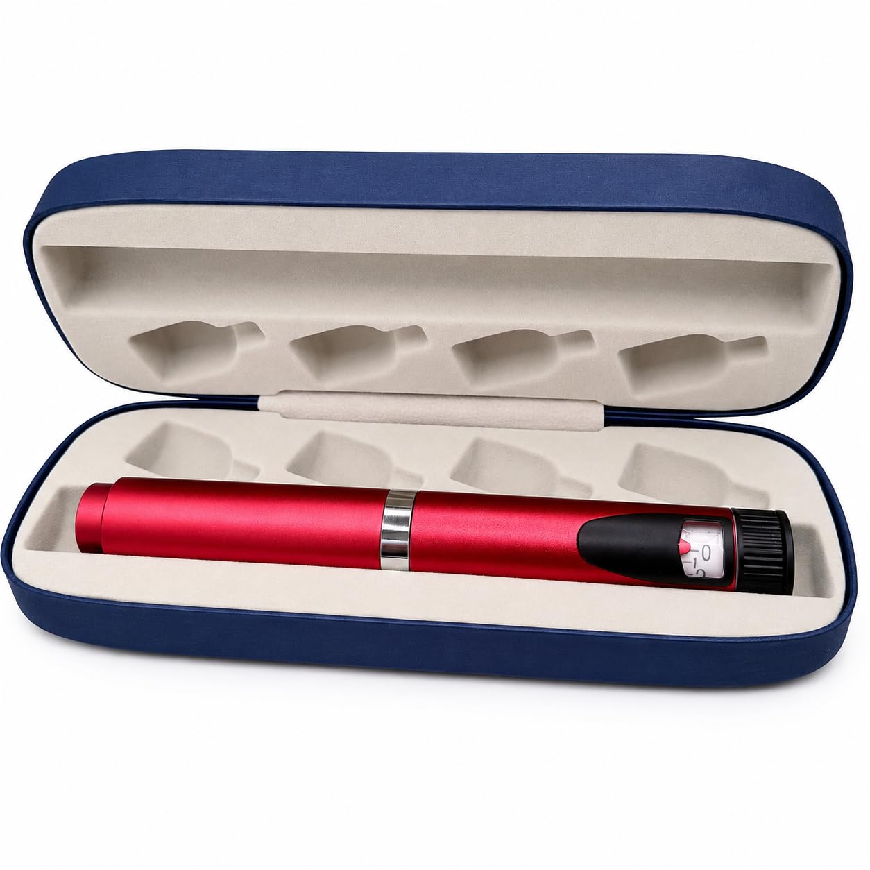 Iniettore riutilizzabile a penna per insulina/peptide con custodia rigida da viaggio, compatibile con cartucce standard da 3 ml, kit compatto e portatile (rosso)