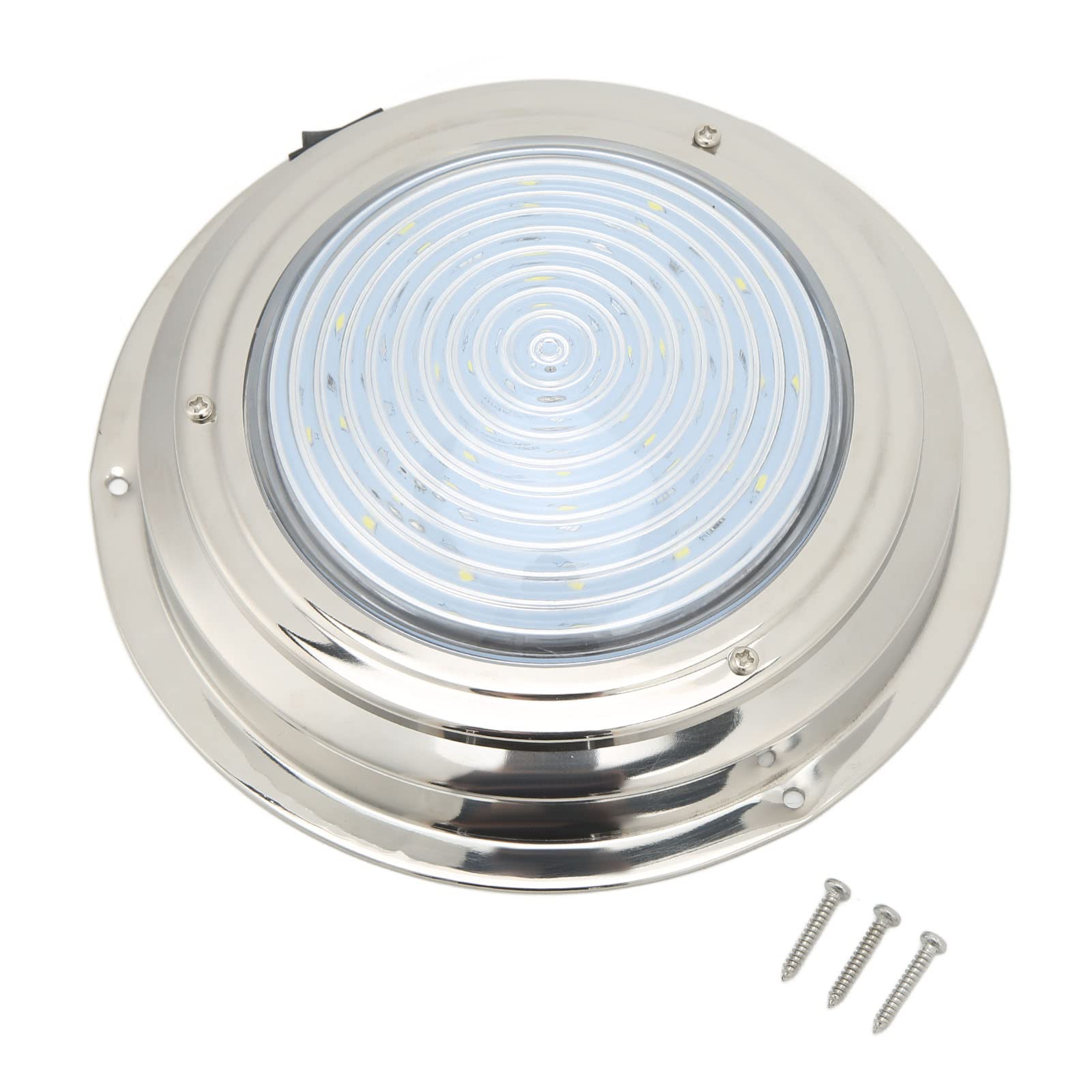 Tbest Luz de Cortesía LED para Barcos Acero Inoxidable 316 18 Cuentas de Lámpara Alto Brillo IP65 12 V Iluminación Interior Marina Redonda para RV Yate Cabina Baño Pasillo (Luz Blanca y Luz Roja)