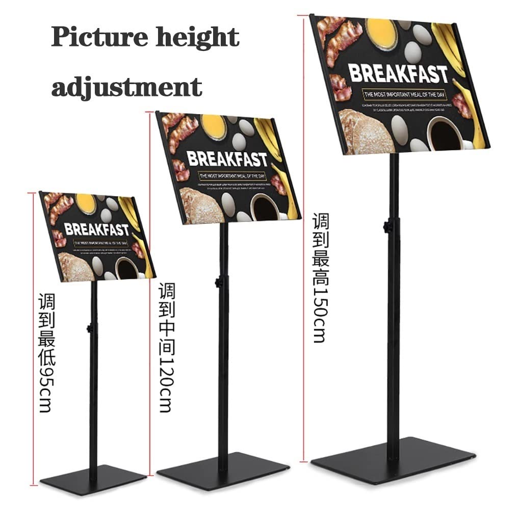 Soporte para Carteles de Exterior Resistente, Vertical y Horizontal, para Bodas, Eventos y menús. Expositor de Suelo Duradero (Negro, tamaño A4).