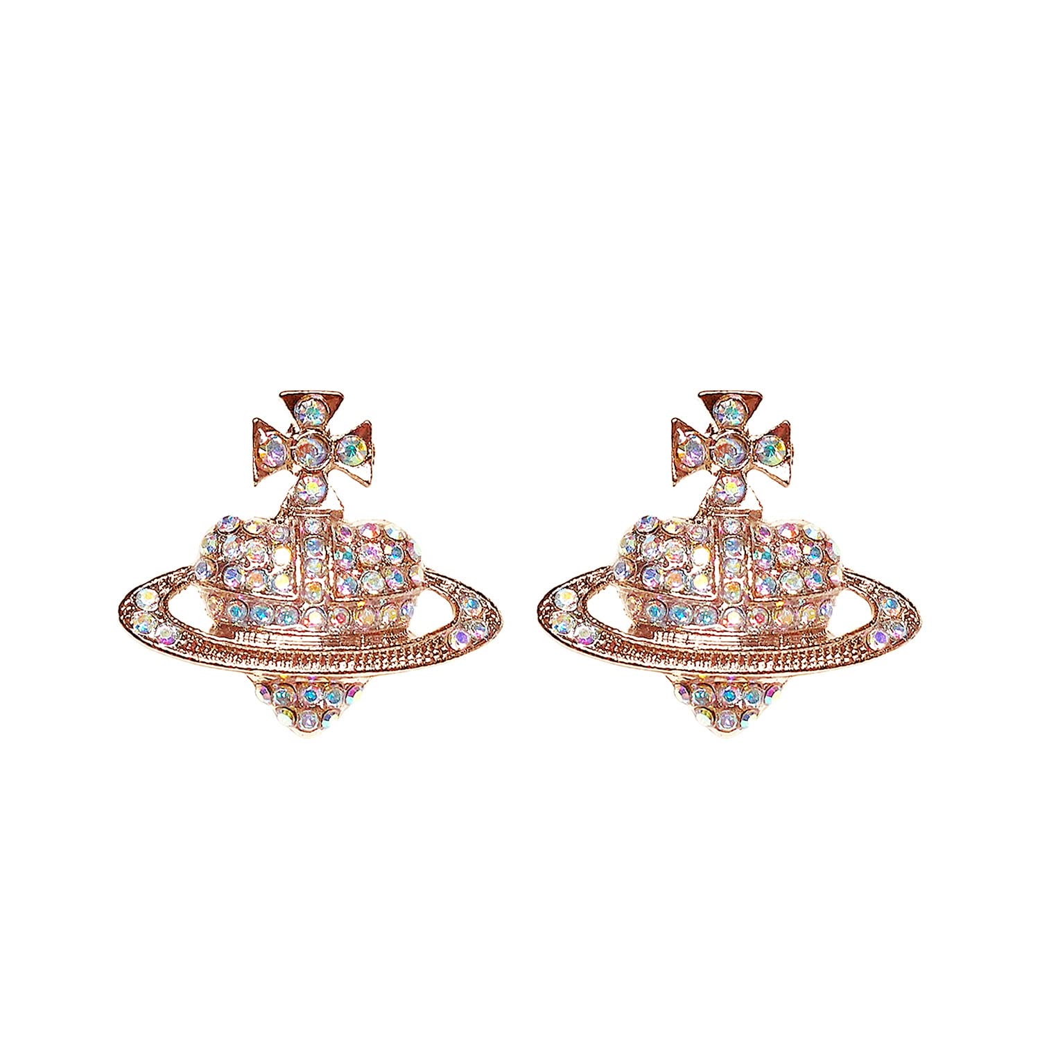 MOTONGHeart-Shaped Planets Earring Women's Earrings Crystal Colorful Diamond Earring Rhinestone-Studded Earrings for Women Girls Jewelry Gifts