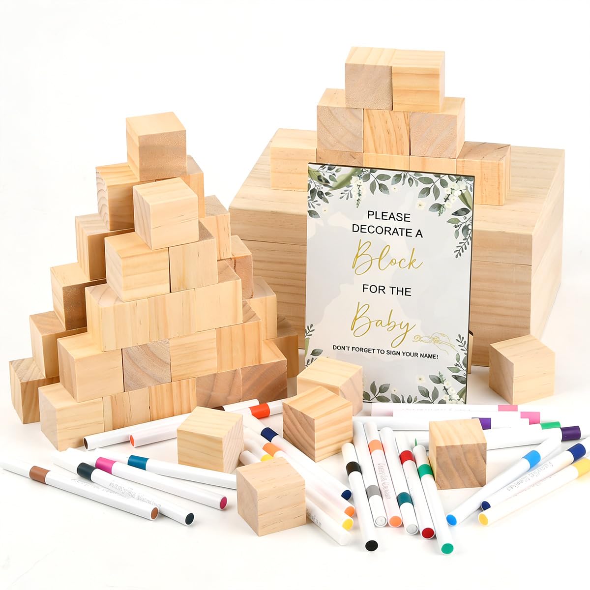 55 Cubetti In Legno Di Pino | 5 Cm Per Attività Creative Fai Da Te | Blocchi Lisci Non Trattati Per Pittura E Decoupage - 4
