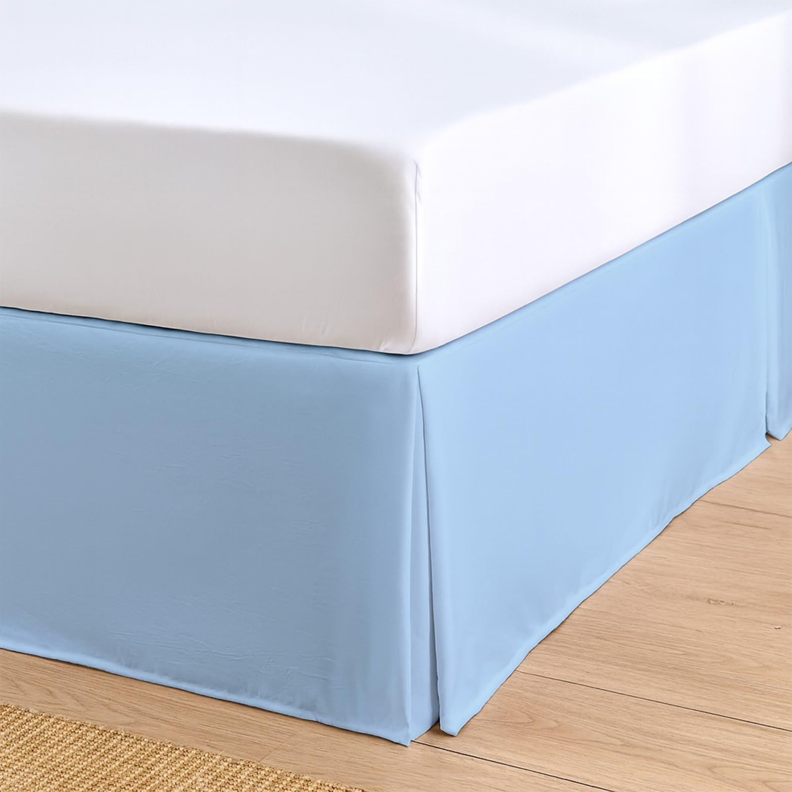 Cottington Lane Luxury Pleated Bedskirt King Size 18 Inch Drop Split Corners, Hotel Luxury 1800 Ultra-Soft Tailored Drop Box Pleated Styling Dust