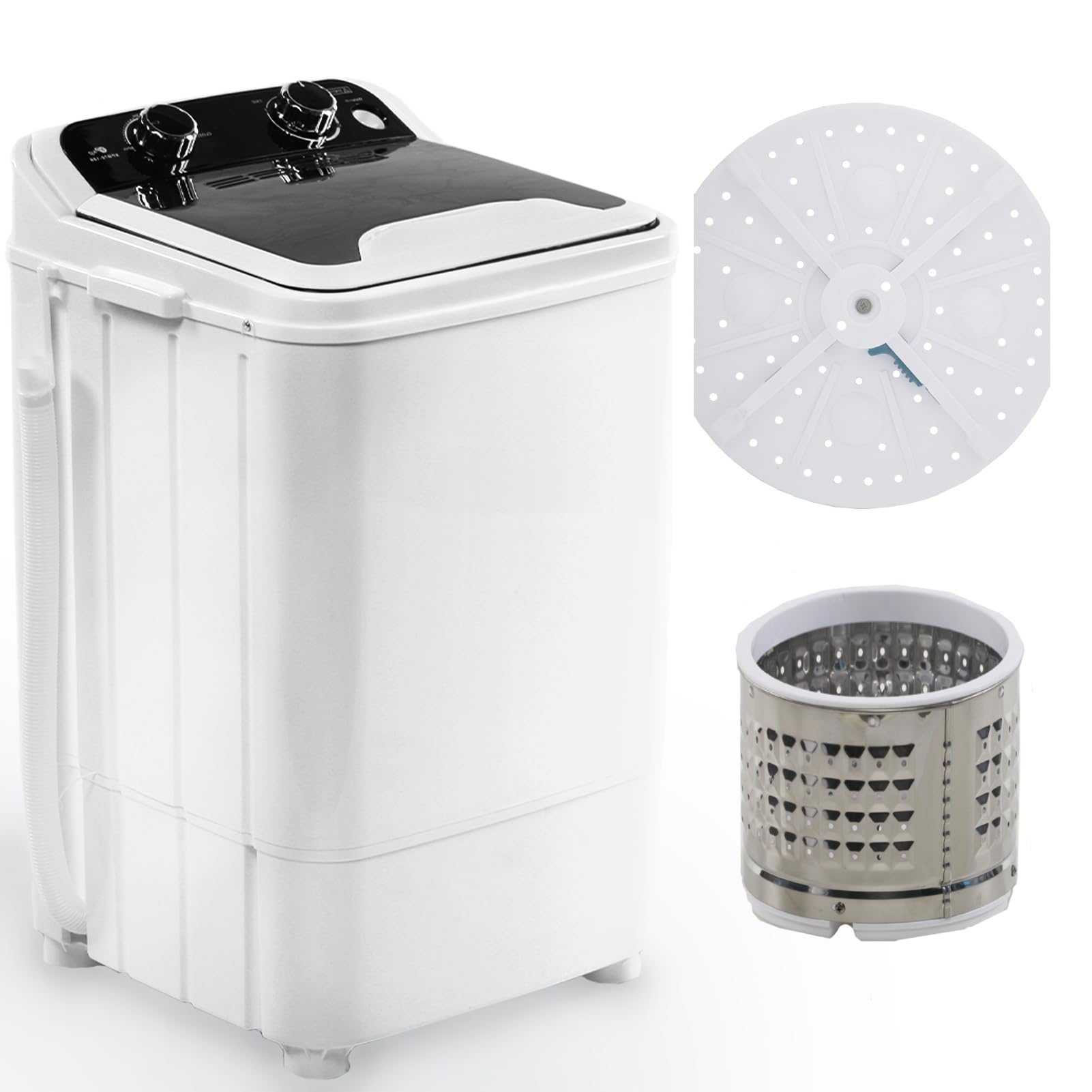 TDOO Washing Machine, 2 in 1 Portable Mini Washing Machine, Semi-automatic Washing Machine with Blue Light, 7Kg Capacity for Camping, Apartments, Dorms, College Rooms, RV’s