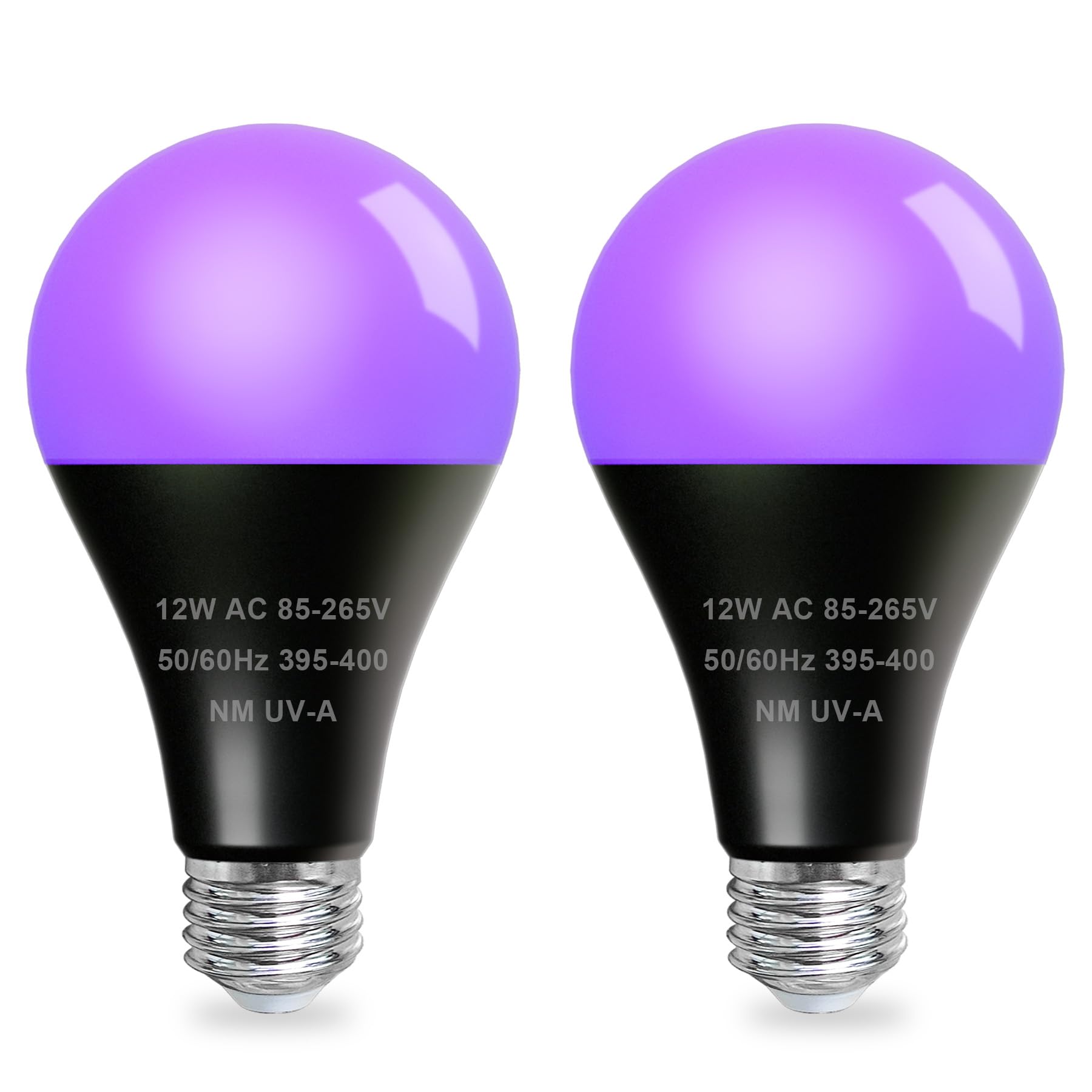 Ampoule Lumiere Noire MEEKBOS Lot De 2 Ampoules LED UV 395 NM, 12 W Lumière Noire E27, UV Pour Halloween, Fête, Art Corporel, Clubs, Bars, Décoration Fluorescente Uv Light