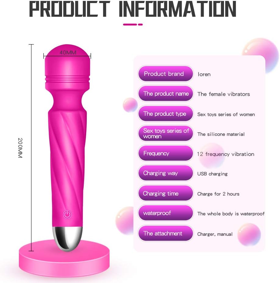 Strongest Handheld Therapeutic 12 Vibrating Power - Medical Silicone and USB Rechargeable - Perfect Personal Sports Recovery