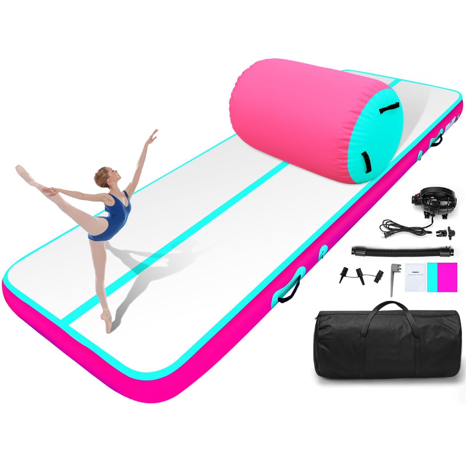 track Tumble Track Gymnastics Mat Tumbling Inflatable gym mat, Thick Foldable Exercise Yoga Mat for Home, Kids Cheerleading Gymnastics Equipment, Portable Workout Flooring for Indoor Outdoor Training — image 1