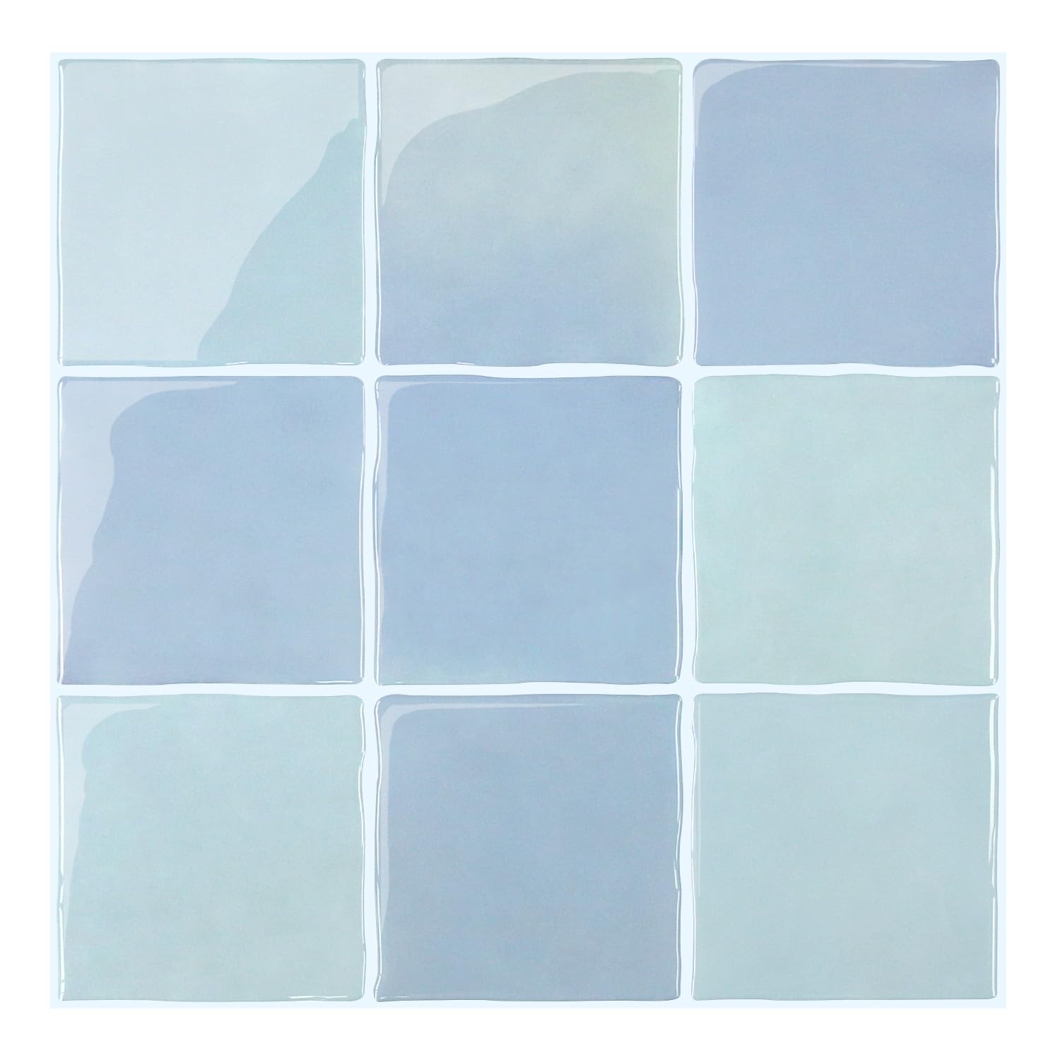 Commomy Più Spessi Piastrelle Adesive Cucina Azzurro Chiaro, 10 pezzi | Paraschizzi Cucina Mattonelle Adesive Bagno, Vinile Pannelli Decorative 3D per Parete,30,5 x 30,5 cm