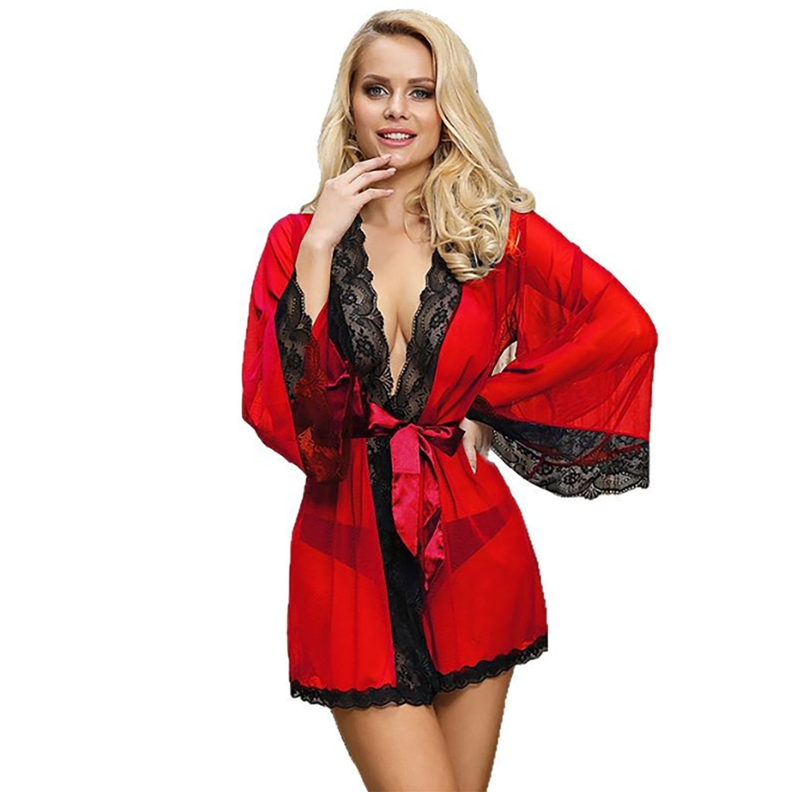 Lingerie sexy pour femme grande taille rouge nuisette maille 5XL