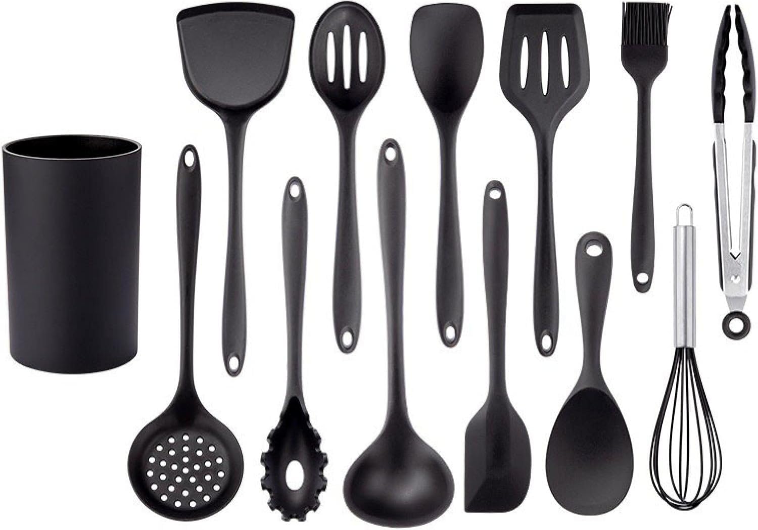 HTTGDGDH Kitchen Utensils Set, Cooking Utensils Set Black Non Stick Cookware Silicone Kitchenware,13pcs Set