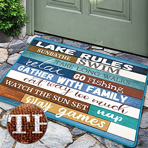 Lake House Decor Funny Front Doormat Vintage Door Mat Non Slip Washable Welcome Mat for Outside Entry Indoor Outdoor Entry Rug 31.5×19.5 Inch