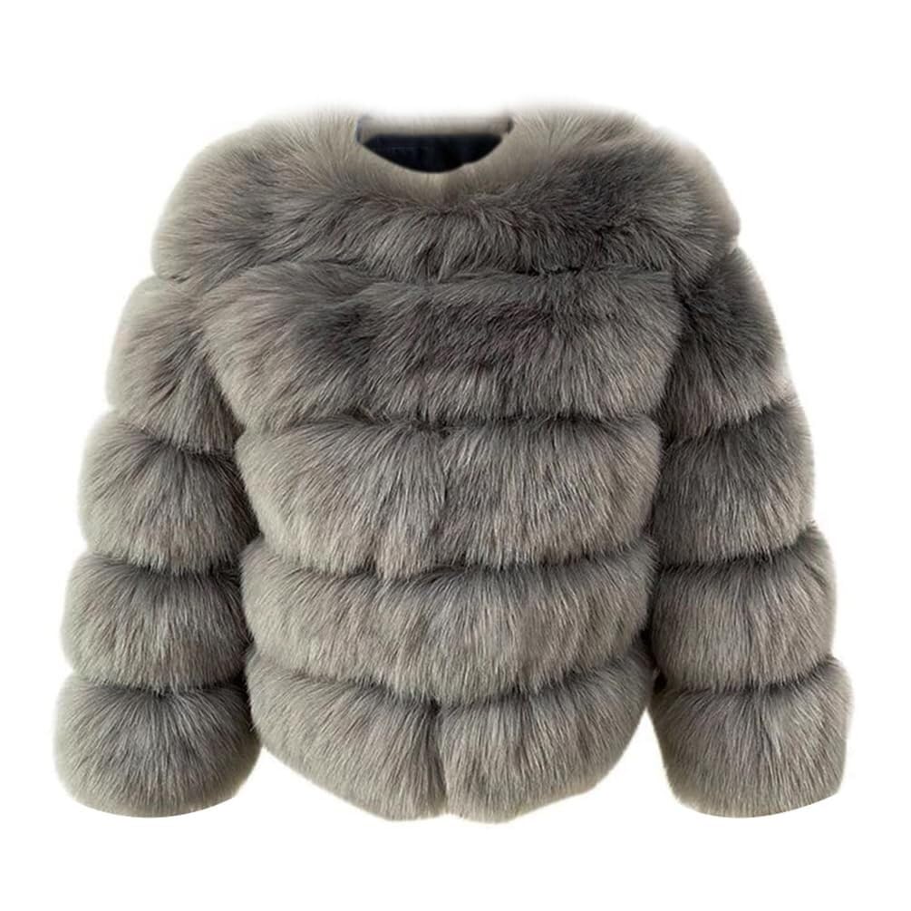 Barley Direct Women's Faux Fur Coat Short Artificial Fur Overcoat Solid Thick Outerwear Shaggy Parka Cardigan Jacket(Style 3,3XL)