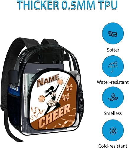 Miniatura 3 de Mochila transparente para niñas, mochila escolar personalizada con nombre de animadora para adolescentes, niños, mujeres y estudiantes