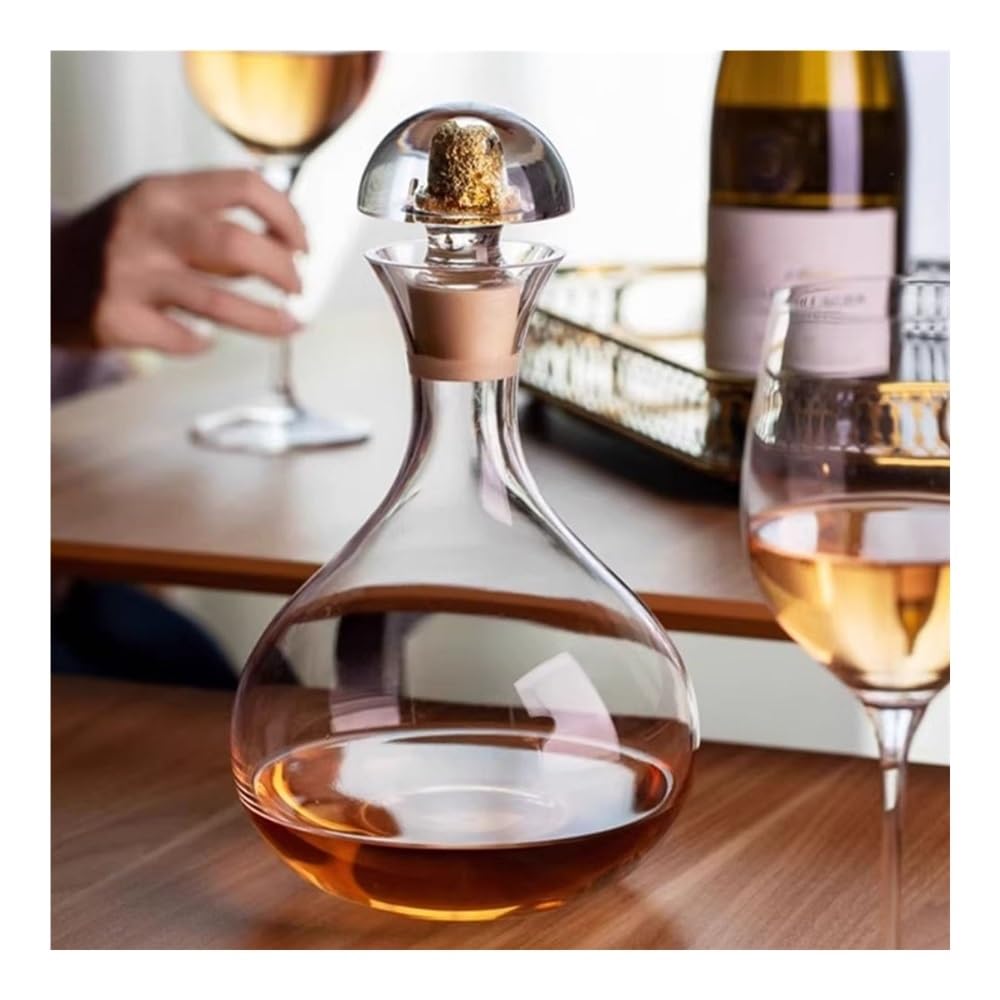 aireador de vino, Jarra decantadora de vino cristal 1000 ml con tapón, ideal for cenas en casa y regalos