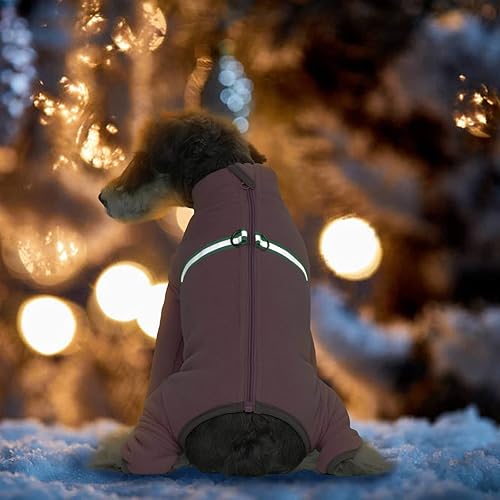 Miniatura 7 de Abrigo de invierno para perro con cuatro patas, chaqueta reflectante para clima frío, abrigo cálido para perro de manga larga para perros pequeños y