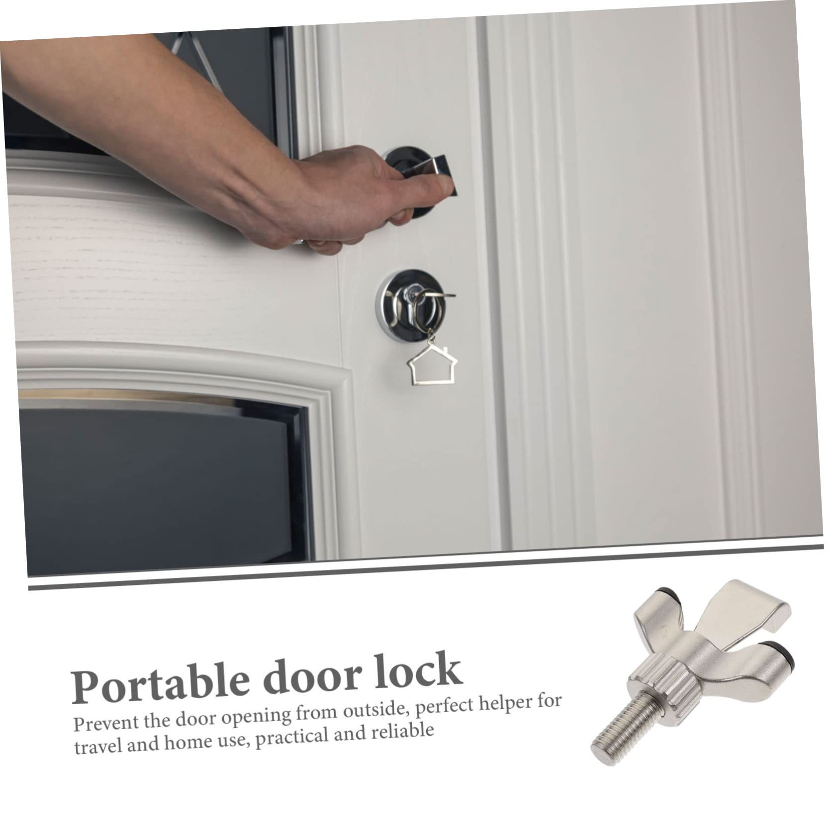 Mikikit Bloqueador de Puertas Antirrobo Instalación Simple Cerradura de Puerta Portátil de Aleación de Zinc Adecuado para Hotel y Hogar