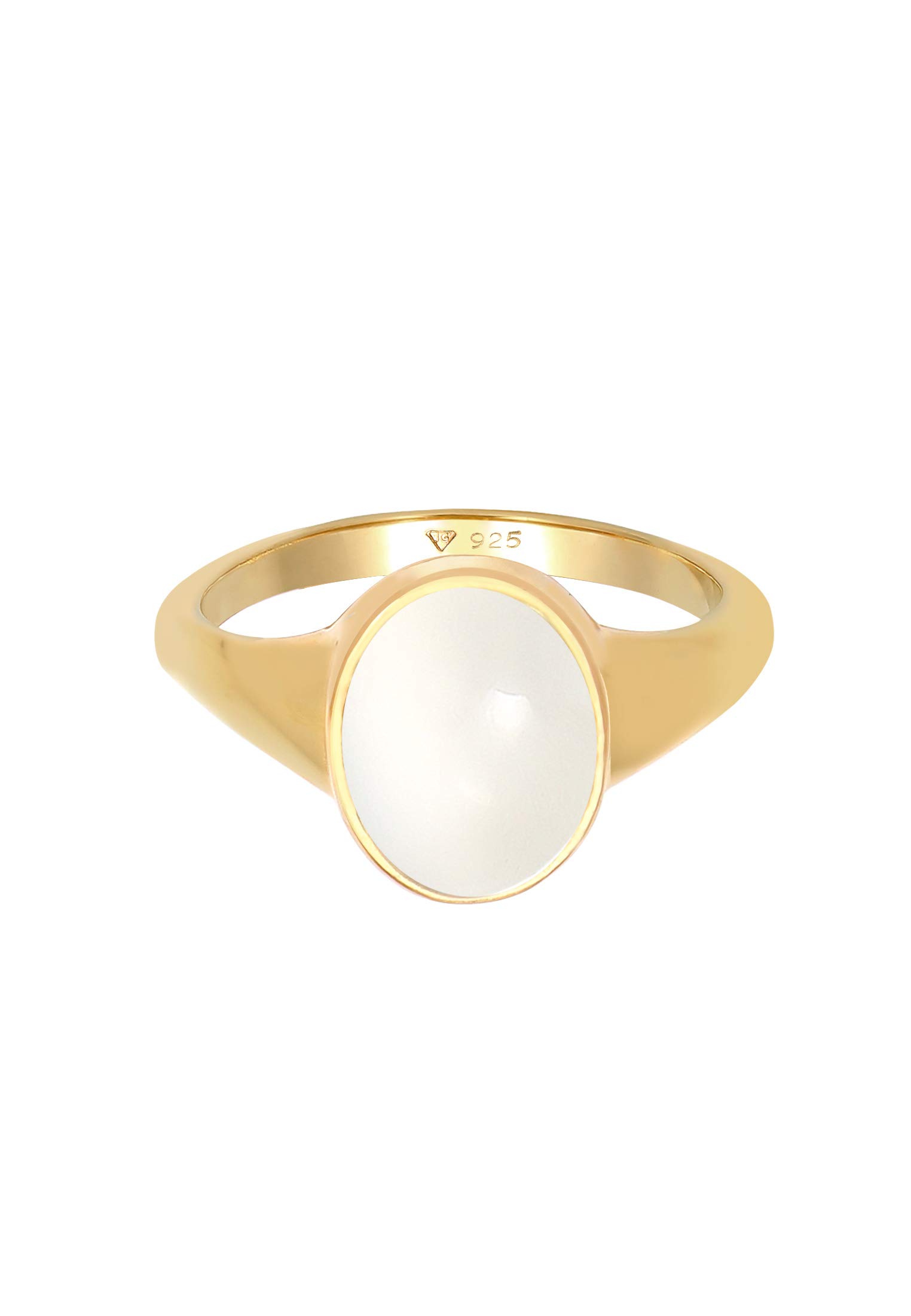 Elli Ring Damen Siegel mit Mondstein 925 Silber Vergoldet