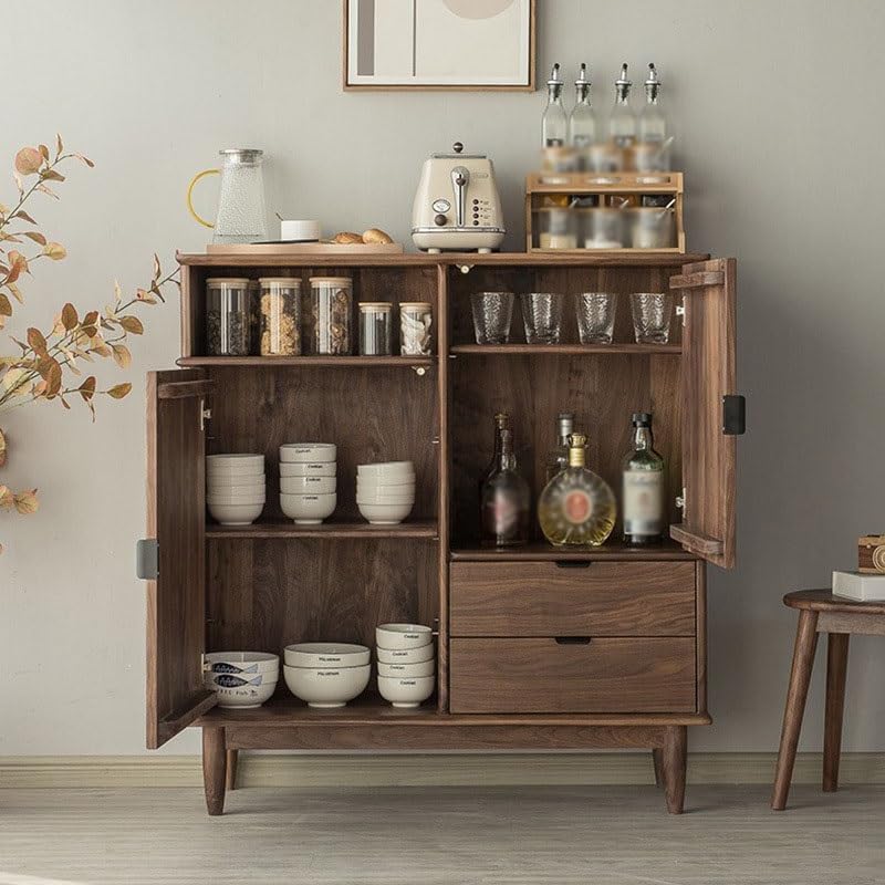 Cabinet for Dishes 105x40x100cm Black Walnut Wood Dining Room Kitchen Side Cabinet Home Large Capacity Entrance Living Storage Corridor Furniture