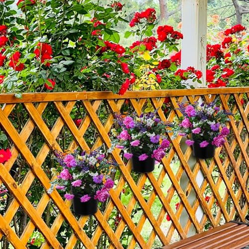 Pots suspendus noirs avec trou de drainage Homoyoyo lot de 6 seaux pour plantes de balcon