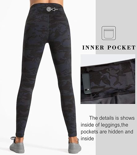 Miniatura 21 de Dragon Fit - Pantalones de yoga de compresión con bolsillos interiores, pantalones deportivos de cintura alta con control de abdomen, leggings