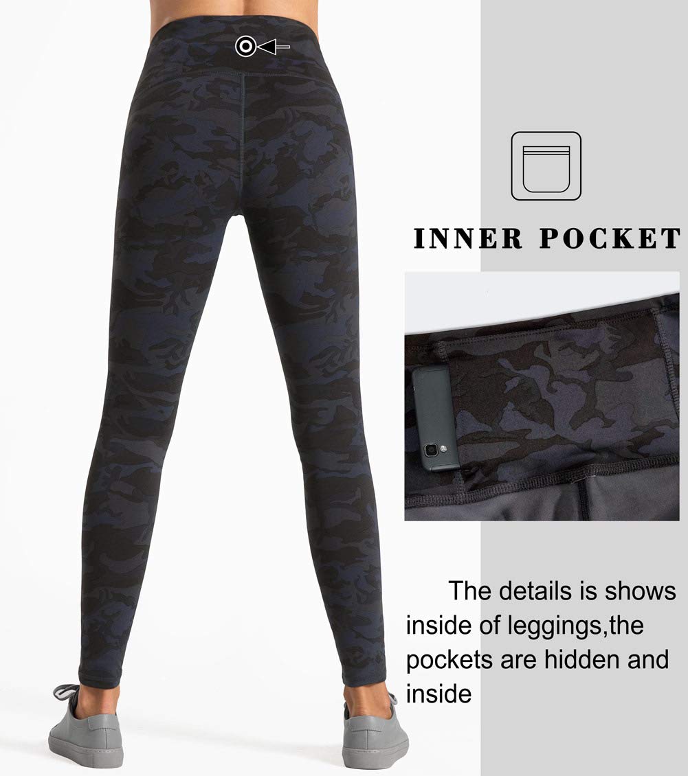 Dragon Fit - Pantaloni da yoga a compressione con tasche interne in vita alta, per il controllo della pancia, elasticizzati, per allenamento, yoga