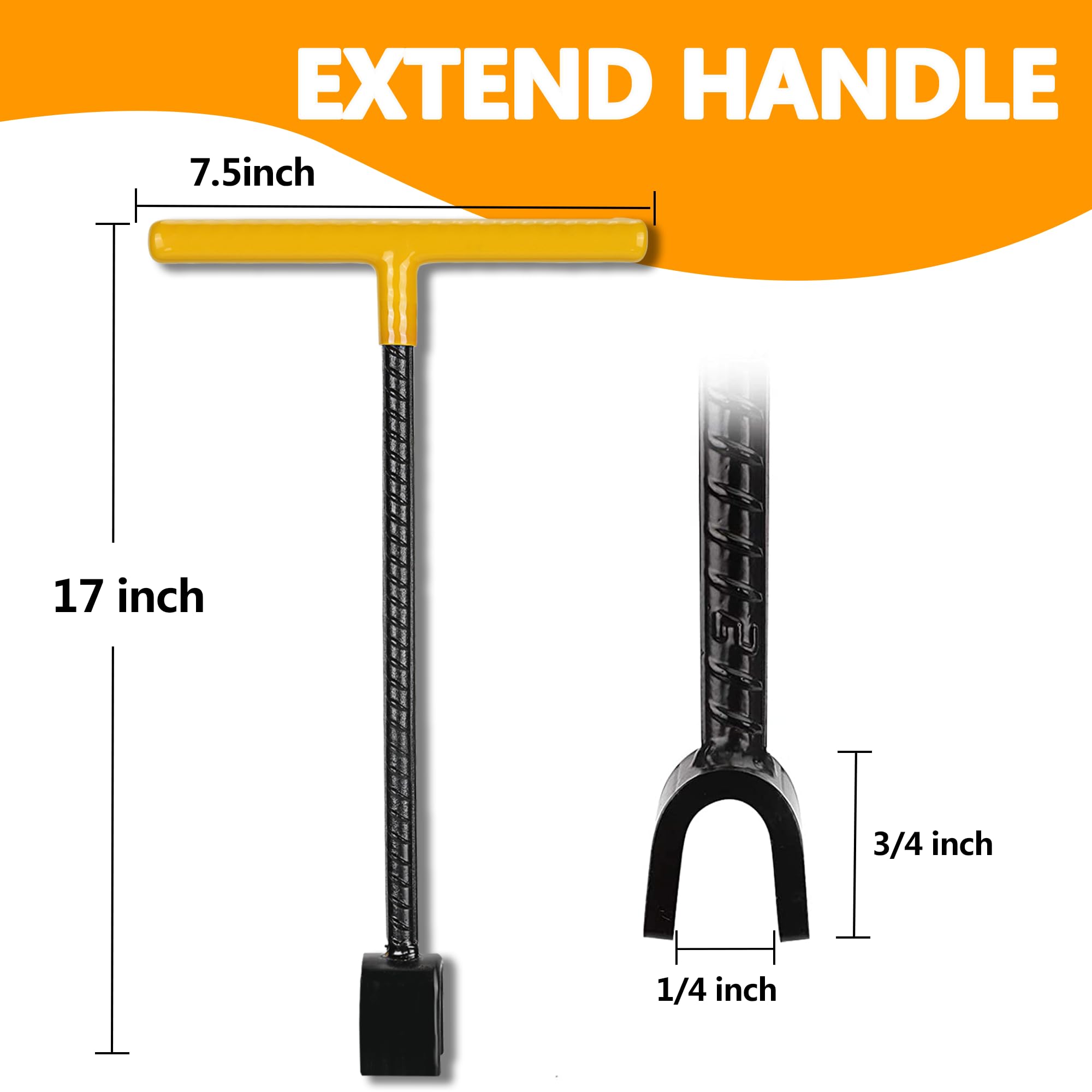Llave de medidor de agua de 17 pulgadas con llave multifuncional de 4 vías, herramienta de cierre de agua de acero de grado de contratista, llave de agua con mango en T para medidor de agua