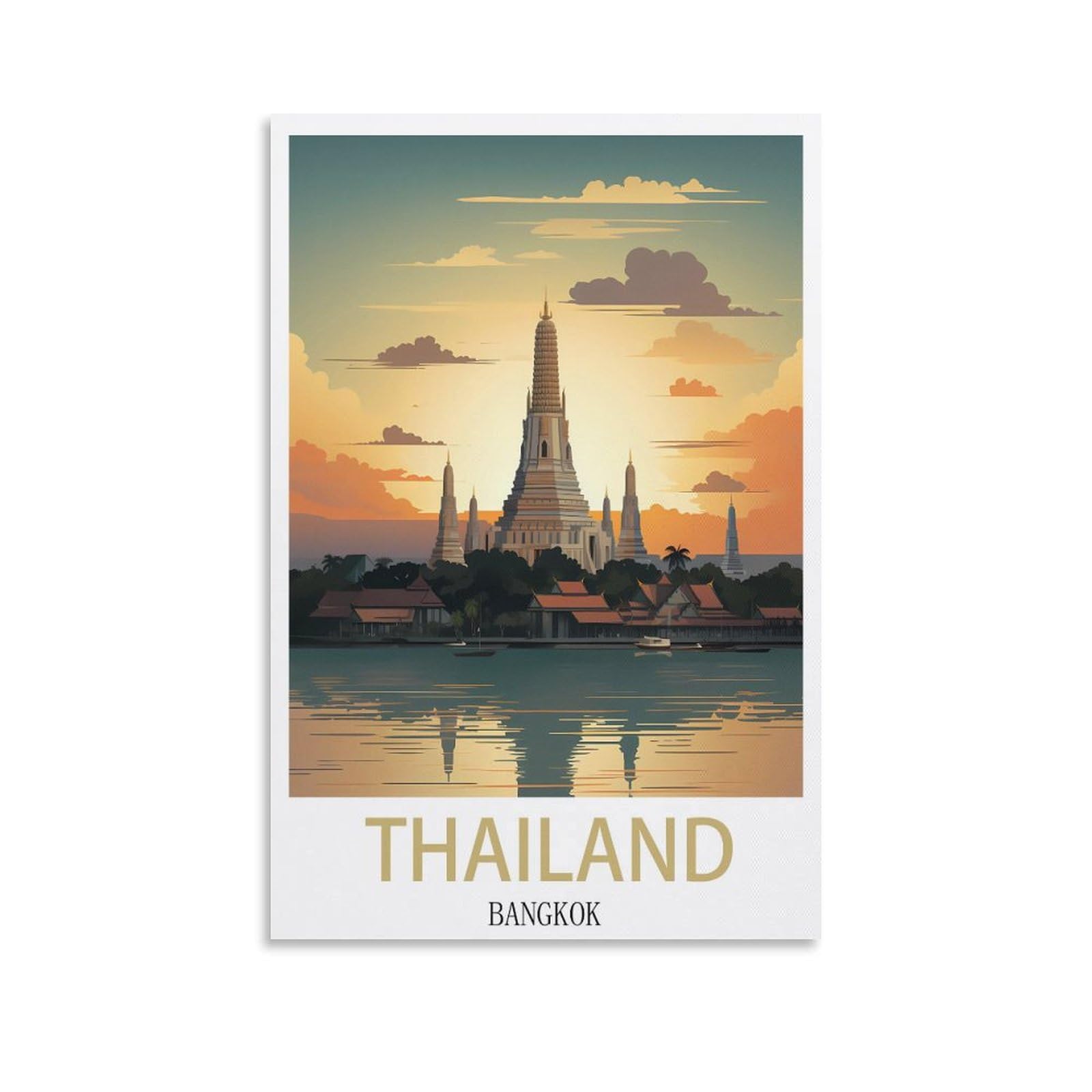 Cyyhgee Unframe-Style Thailand Bangkok Vintage Travel Poster 08X12inch(20X30cm) Canvas Poster Wall Art Living Room Home Decor
