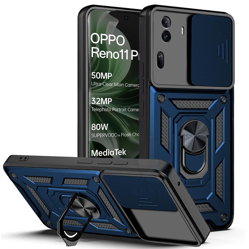 Aestmo Tough Armor Oppo Reno 11 Pro 5G Bumper Back Case Cover | Ring Holder & Sliding Camera Shield Cover | 360 Degree Protection Back Case Cover For Oppo Reno 11 Pro (Blue) - Polycarbonate (B0CWRXCZSS) Amazon Price History, Amazon Price Tracker