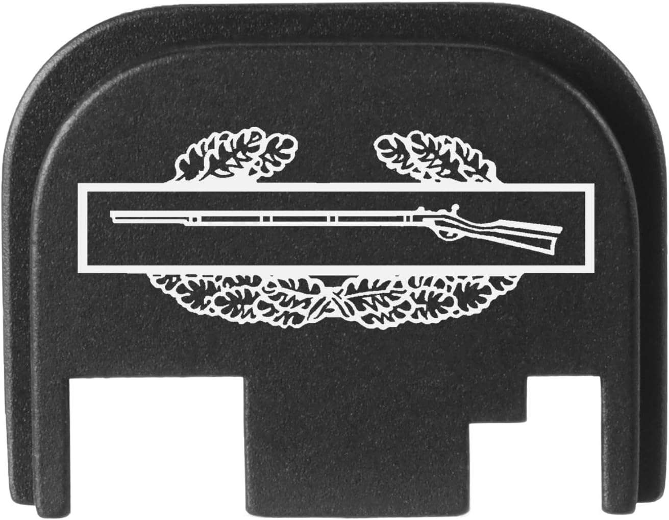 NDZ Performance Rear Slide Cover Back Plate for Glock Gen 1-4 Laser Engraved Hardcoat Anodized Aluminum in Black - US Army Combat Infantry Badge