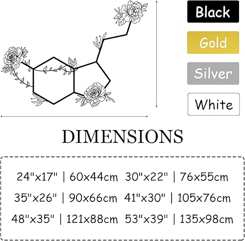 Miniatura 4 de Arte de pared de metal de serotonina, molécula de serotonina con flores, arte de metal de química biológica, decoración de pared de metal, arte