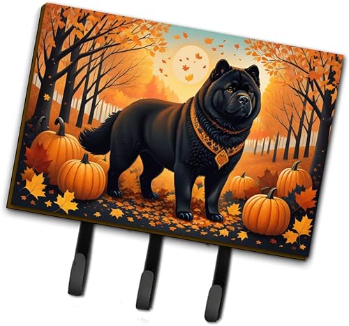 Caroline's Treasures Perros Otoño Hojas Correa o Llavero Gancho Triple, Chow Chow Negro