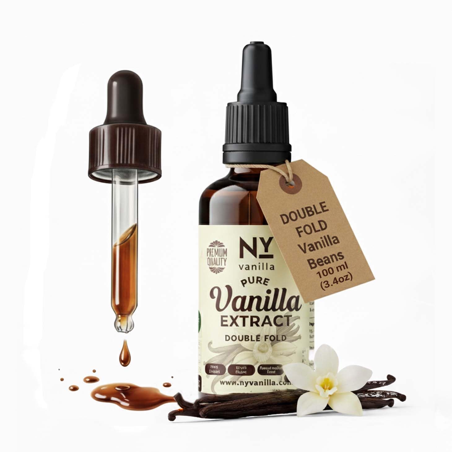 Amazon.com: 3.4oz Pure Vanilla Extract, 100% Double fold Vanilla