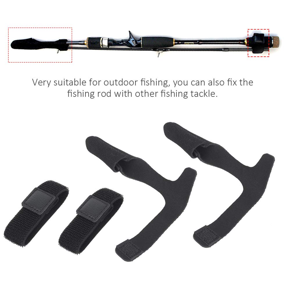 equlup Fishing Pole Cap Belt, 2Sets Portable Fishing Rod Belt High Flexibility Pole Protection Cap Strap Fastening Bandage Set Accessory for Universal Fishing Rods