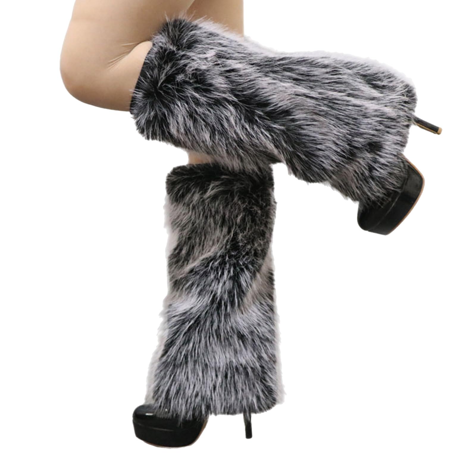 Maxtonser Plush Furry Leg Warmers for Women Cozy Winter Boot Toppers Cuffs Thermal Warm Fuzzy Foot Covers Footless Socks Gaiters