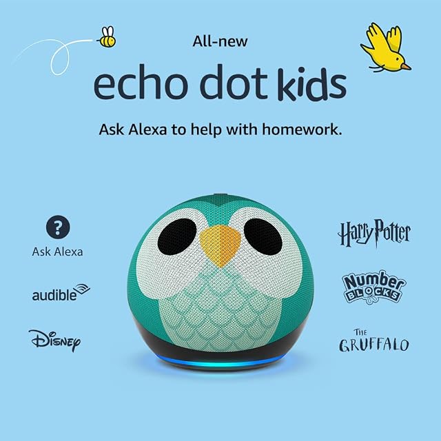 All-new Echo Dot (5th generation, 2022 release) Kids | Designed for kids, with parental controls | Owl