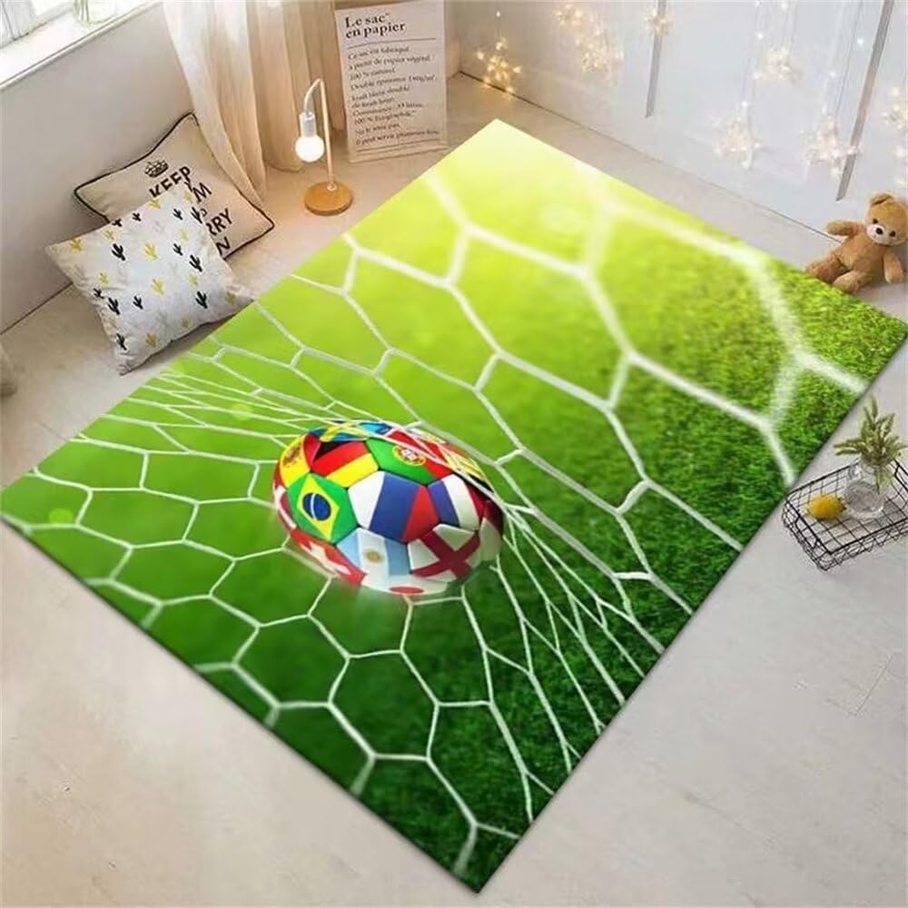 Tapis rectangulaire à motif de football pour sol chambre