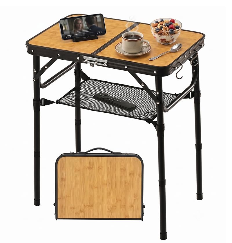 Image of Folding TV Dinner Tray Table, Adjustable Height Sofa Snack Table