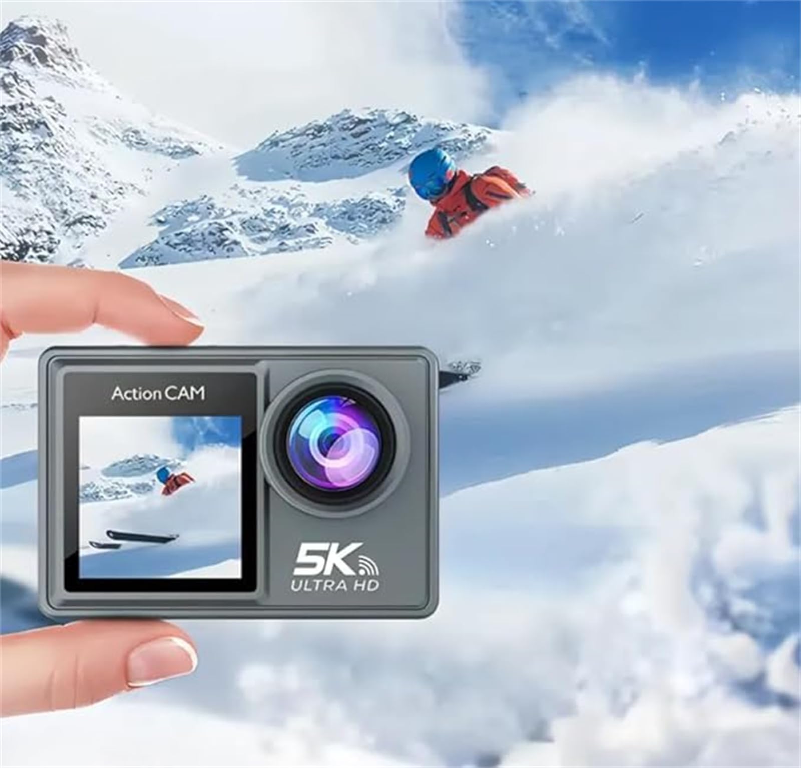 MEIION glaciva Action Kamera 5K + Speicherkarte 64 GB wasserdichte Actionkamera mit WiFi, externem Mikrofon und umfassendem Zubehör für Abenteuer und Unterwasseraufnahmen
