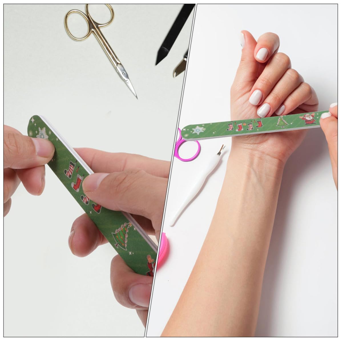 24 Piezas Limas de Uñas Temática Navideña para Manicura Profesional, Archivo de Pedicura de Eva, Herramienta Práctica para Pulir Uñas en Salón y Cuidado Natural Varios estilos