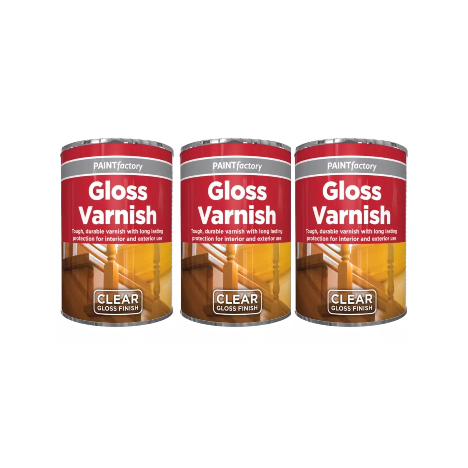 Pnjb 3Pcs Clear Gloss Varnish Tin Paint, Tough And Durable, Interior &Exterior Use, Quick Drying, Long Lasting, Ideal For Wood, Metal, Concrete,300Ml (3Pcs)