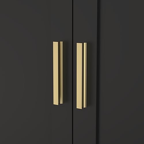 Miniatura 4 de Aparador de buffet de metal negro de 32 pulgadas con dos puertas y gran espacio de almacenamiento y estante ajustable para sala de estar y comedor