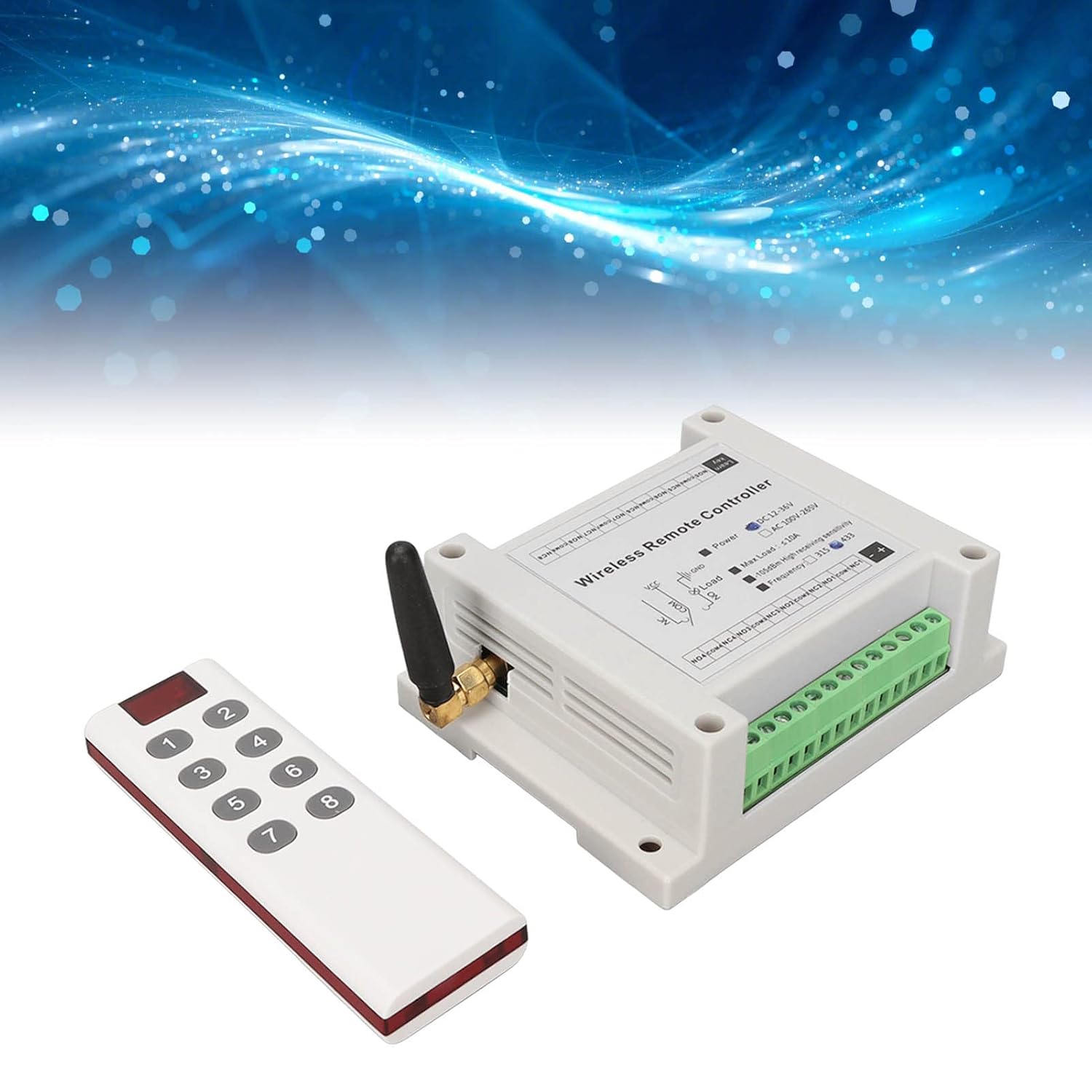 8 Channel Remote Control Relay, DC12V/36V Remote Control Switch Module 10A Relay Board for Industrial Automation, Farms, Ranches, Vehicles