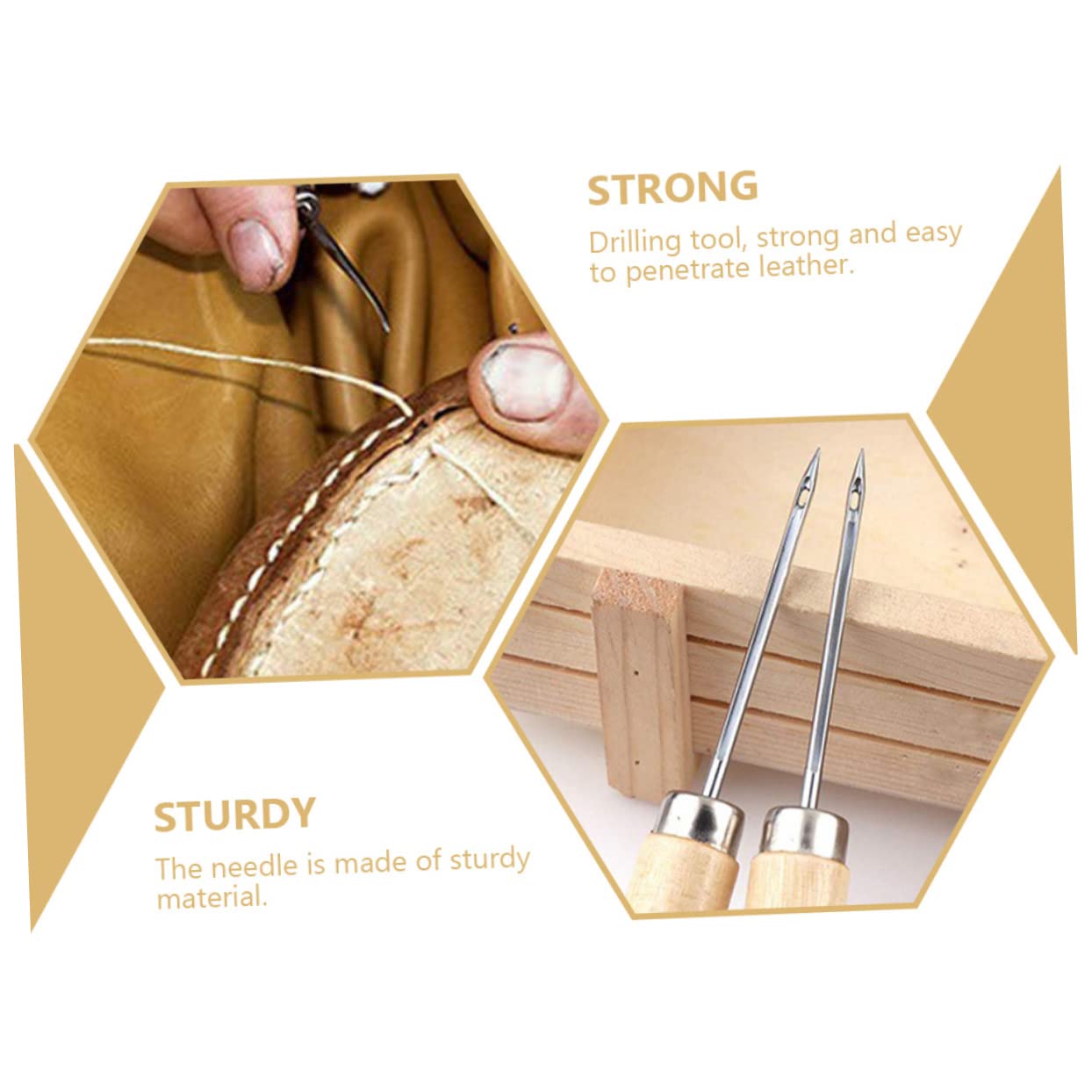 3Pcs DIY Sewing Awls with Wooden Handles for Craft Punching and Precision Pinpointing Durable and Easy to Use for Home Repairs and Crafting